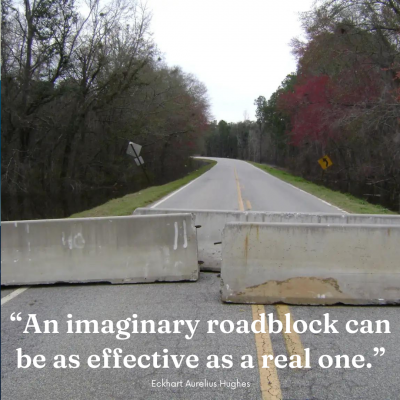 &quot;An imaginary roadblock can be as effective as a real one.&quot;<br /> - Eckhart Aurelius Hughes, from the book In It Together: The Beautiful Struggle Uniting Us All